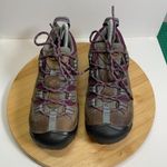 Keen  Women 7 Brown Purple Detroit Low Steel Toe Shoe Work Safety Utility Leather Photo 5