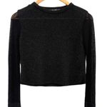 ZARA Metallic Black Semi See Thru Crop Sweater S Photo 0
