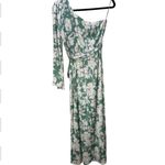 Lush Clothing Lush Satin One Sleeve Maxi Dress - Green Floral Photo 3