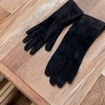 None Womens Black Genuine Suede Leather Gloves Fully Lined Size 7.5 Medium Photo 5