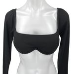 Princess Polly  Becca Women's Black Long Sleeve Rib Knit Crop Sweater Top Size 4 Photo 2