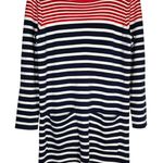 Joules Knitwear Womens Striped Long Sleeve Sweater Dress Pockets Red Navy Blue Size 8 Photo 0