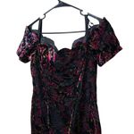 Steppin' Out Vintage Velvet Dress Floral Party Cocktail Black Pink Size 7 Photo 1