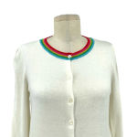Boden Lytton Sparkle Cardigan‎ Sweater Ivory Rainbow Style US 4 White Photo 3