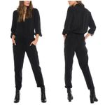 Bella Dahl  Jumpsuit Womens S Black Roll Sleeve Utility Lyocell Rock Grunge Boho Photo 1