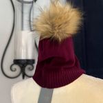 Nordstrom Faux Fur Cashmere Pompom Beanie, Burgundy, 100% Cashmere, NWT Photo 7