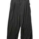 Halara  Wide Leg Petite Pants Black Elastic Waist Pleated Waffle Size L Photo 0