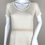 Anthropologie Sparrow Cream Gold Gilt Grid Sweater Dress Size Small Photo 5