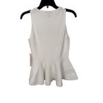 AQUA ‎ White Peplum Top Sleeveless Knit Tank Flared Hem Modern Size M Photo 4