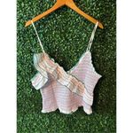 Chloe Oliver  Cotton Cropped Smocked Ruffle Stripe Preppy Dreamy 90s Tank Top Sz Photo 3