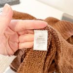 In Loom V Neck Slouchy Crochet 3/4 Cuffed Sleeve Sweater Brown XS / S Photo 4