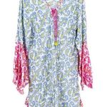 Z&L Europe Blue Pink Printed Bell Sleeve Dress Sz L Size L Photo 0