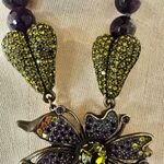 Heidi Daus Statement Floral Necklace with Genuine Amethyst Beads & Multicolor Cr Purple Photo 3