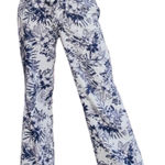 Beau Dawson Blue White Floral Linen Blend Wide Leg Tie Front Pants size M 8 Photo 0