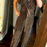 All in Favor NWT Metallic Tie Waist Pant Romper Photo 0