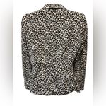 Notations Leopard Print One Button Blazer Jacket Sz PS Peplum Hem Lined Stretch Tan Black Photo 3