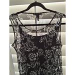 INC International Concepts Womens M Black White Floral Sheer Sleeveless Top Size M Photo 1