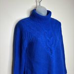 Lands' End  size XS Royal Blue Cable Knit Sweater turtleneck baumwolle blend Photo 1