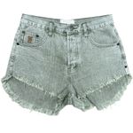 One Teaspoon Outlaws Mid Waist Frayed Hem Denim Shorts, Khaki Green, Size 28 Photo 1