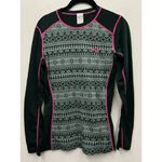 Kari Traa Mina Base Layer Shirt Women Medium Green Fair Isle Merino Wool Blend Photo 1