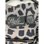 Style Exchange Silk Button Front Shirt Womens M Leopard Print Collared Short Slv Photo 5