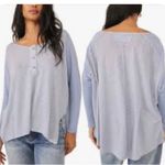 We The Free  boho top blue moon combo Size Small Henley New Long Sleeve Photo 1