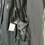 Linea Donatella  Black Satin Robe with Lace Detail Photo 6