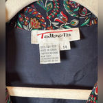 Talbots Vintage  Shirt Dress 100% Silk Navy Green Floral Pattern Women’s Size 14 Photo 3