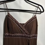 Delaru Brown Formal Dress Gown Y2K 90s Fairy Boho Beaded Sz 4 HOCO Prom Ruffle Photo 2