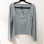 SKIMS NWT NEW VINTAGE SCOOP LONG SLEEVE T-SHIRT in Denim sz 3X Photo 4