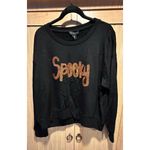 Cynthia Rowley  Sequin Spooky Pullover Halloween Top Size Large NWT Black Orange Photo 1
