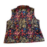 Reversible Floral Plaid Vintage Sleeveless Vest Button Up Womens Large XL Blue Photo 2