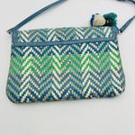 Steven By Steve Madden  Woven Crossbody Bag Purse PVC Cotton Blues Gold NWT Photo 3