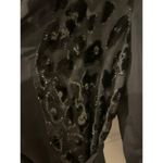 Betsey Johnson Black Robe Size Small Ruffles Sparkly Bell Sleeve Leopard Womens Photo 3