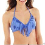 Arizona Jeans NEW Arizona Periwinkle Blue Fringe Halter Bikini Top size Large Photo 0