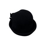 Siggi Cap Hat Black Wool Blend Flower Classic Cloche Whimsy Elegant Size 57cm Photo 2