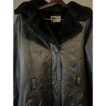 In Style Jacket Womens Large Genuine Leather Faux Fur Lined Winter Coat Zip Black Photo 3
