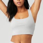Alo Yoga ALO Ribbed Alosoft Longline Sports Bra Athletic Heather squareneck chic tank top Photo 6