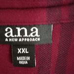 a.n.a . XXL Plaid Flannel Embroidered Shirt Dress in Black Maroon Plus Photo 8