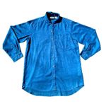 Chico's  Design Vintage Aqua Blue Button Up Tunic Shirt Long Sleeve Faux Suede 1 Photo 7