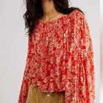 Free People Printed to Perfection Pleated Top Medium NEW Photo 10