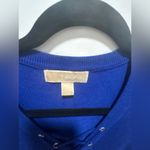 Michael Kors  V neck Lace-Up Grommet Knit Sweater Pullover *BLUE* Size XL Photo 1
