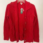 LL Bean Cableknit Cardigan Button Down Sweater Red Size XS Photo 0
