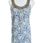 Ann Taylor Womens  Loft Sequin Trim Beaded Necklace Print Dress 10P Photo 0