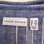Susan Graver  Roll Tab Button-up Blouse Top Sz Petite M Linen Blend Photo 3