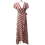 Bamboo  Apparel striped adjustable waist wrap ruffle maxi dress size Med NWOT Photo 3