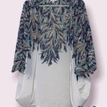 Charming Charlie  medium cardigan womens white blue floral pattern sheer flowy Photo 1