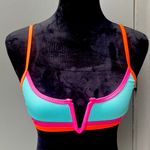 Color block bikini top woman’s size small (orange,pink, aqua color block) Orange Photo 0