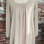 Beige with Black Polka Dots Balloon Hem Long Sleeve Short Dress Size M / 7 Tan Photo 0