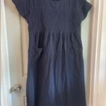 Unbranded Women's L Simple Navy Blue Cotton Knee Length Short Sleeve Dress Size L Photo 0